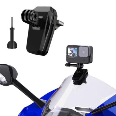 Imagem de KETOPKIN Suporte de câmera com clipe de para-brisa de motocicleta de liga de alumínio para GoPro Hero 13 12 11 10, Insta360 X5 X4 X3 Go 3 Ace Pro 2, DJI Osmo 3 4 5 Pro acessórios de braçadeira de