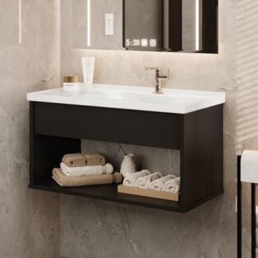 Imagem de Gabinete Armário de Banheiro Encanto com Cuba - Preto