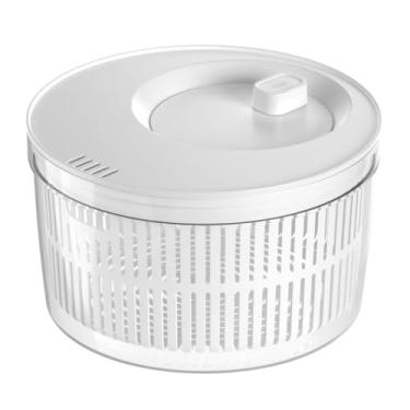 Imagem de Secador de Salada 5.5 L Organizador Manual Folhas Giratório Legumes Verduras Alimento Geladeira Cestos Centrífuga