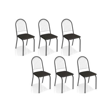 Imagem de Kit 6 Cadeiras Sala Jantar Noruega C077 6 Un Preto Fosco Courano Preto 110