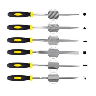Imagem de Jogo de Limas 6 Peças Aço Resistente para Metais e Madeira Kit Limas Manuais 6 Peças Punho Emborrachado Confortável