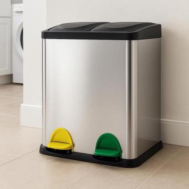 Imagem de Lixeira Dupla Reciclagem Inox 30L com Pedal Maison & White - Yeet