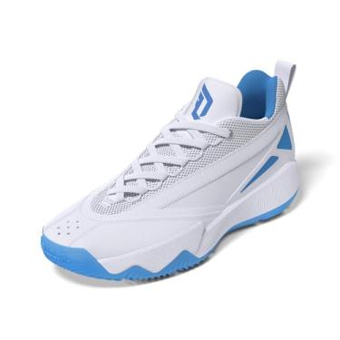 Imagem de adidas Tênis unissex adulto Dame Certified 2 Low Trainers, Branco/Azul Explosão/Prata Metálico, 8.5 Women/7.5 Men