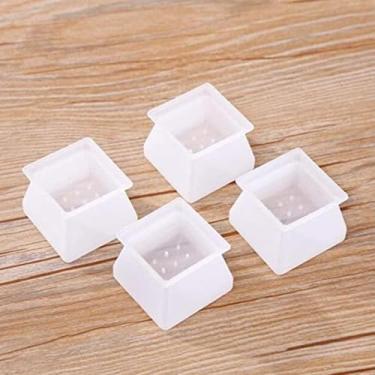 Imagem de Kit 8 peças Protetor Para Pés de Cadeira Mesa Suporte Pé Silicone Quadrado