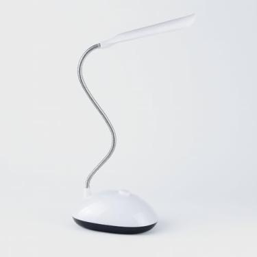 Imagem de Luminária LED de Mesa com Pescoço Flexível, Luz de Leitura Recarregável a pilha, Base Estável, (Branco)