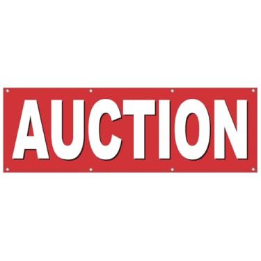 Imagem de 4LessCo 6 x 1,8 m leilão banner loja placa tecido poliéster com ilhós rb