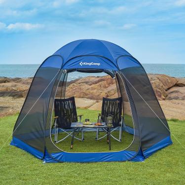Imagem de KingCamp Tenda De Tela Pop-Up, Barraca Acampamento Para 4 A 6 Pessoas, 10' X, Casa Portátil, Sala Estar Com Guarda-Sol Removível, Acampamento, Jardim E Quintal