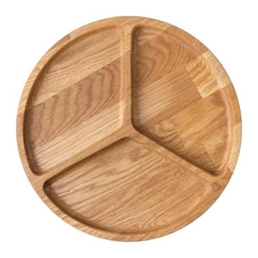 Imagem de DimyFew Bandeja de Madeira Dividida, Prato de Jantar, Bandeja de Sanduíche, Aperitivos, Vegetais, Frutas, Cheesecake, Travessa