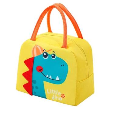 Imagem de Lancheira Térmica bolsa Infantil com Desenhos Animado, Tecido Oxford, Conserva Alimentos Quentes e Frios, escola pequinique, criança volta aula, marmiteira portatil (Dinossauro)