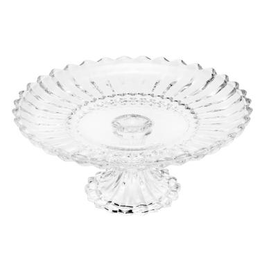 Imagem de Prato para Bolo com Pé Wolff Geneva Cristal 30x13cm Design Sofisticado