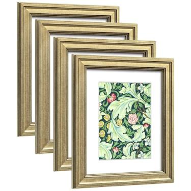 Imagem de DEKWINN, Conjunto de 4 porta-retratos 20 x 25 com vidro de verdade, para fotos 13 x 17 com tapete ou 20 x 25 sem tapete, molduras rústicas marrons para exibição de parede ou mesa