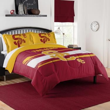 Imagem de Conjunto de edredom USC Trojans – Roupa de cama Trojans para dormitórios, quartos de hóspedes, trailers, portas traseiras e decoração de dia de jogo USC, casal/queen