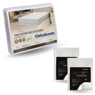 Imagem de Kit Protetor Impermeável Queen e 2 Capas Travesseiro C/Zíper - Ortobom