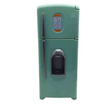 Imagem de Mini Geladeira de Brinquedo Infantil Duplex, Cor Verde, Tamanho 36 cm x 15 cm x 11 cm, com Forminha de Gelo