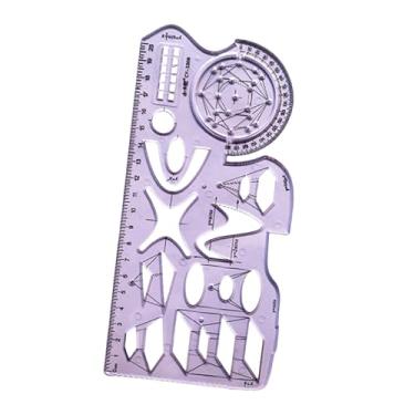 Imagem de Fenteer Régua geométrica multifuncional, desenhos geométricos, estênceis, várias formas, modelo de medição, modelo de desenho para professor, Style D