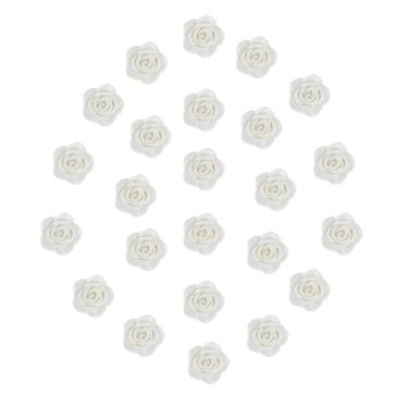 Imagem de Kit C/24 Miçangas em Resina Flor Rosa Branca 2 cm