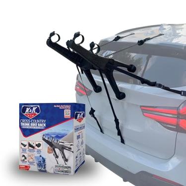 Imagem de K&K Auto Accessories Suporte de bicicleta compacto para porta-malas de 2 bicicletas, suporte de porta-malas premium para carros, SUV ferramenta de transporte de bicicleta traseira resistente para