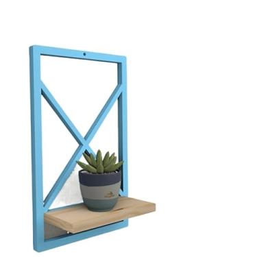 Imagem de Prateleira Estilo Industrial 23x37 cm modelo Quadro - Ideal para Sala, Quarto, Cozinha e Banheiro(AZUL 23 x 37cm,3)