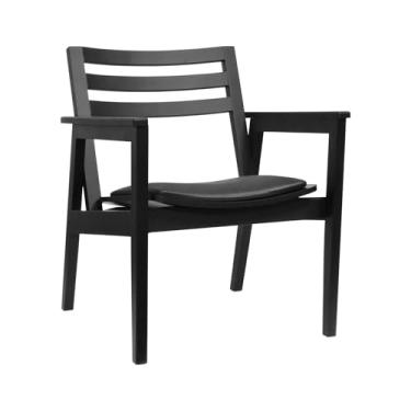 Imagem de Poltrona Cairo Madeira Maciça Encosto Ripado Assento Anatômico - Preto - Estofado Corano Preto