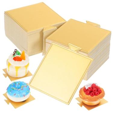 Imagem de Cabilock 100 folhas de mini tábuas de bolo, base quadrada de papelão para mousse, cupcakes para casamentos, aniversários, padarias e celebrações de férias, design de graxa