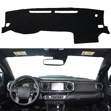 Imagem de SENSHINE Para Toyota Tacoma Acessórios 2016-2022 2023 Capa Para Painel Capa Para Console Central Tapete Para Painel Protetor De Carpete Capa Para Proteção Solar Ajuste Personalizado, Acabamento Preto