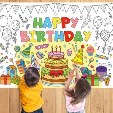 Imagem de Pôster para colorir Nicime Feliz Aniversário 110x80cm com foto