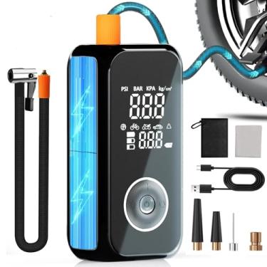 Imagem de Compressor de ar portátil sem fio, bomba de ar portátil com bateria recarregável, medidor de pressão de pneu, 150PSI com desligamento automático, bomba de ar inteligente para carro, motocicleta