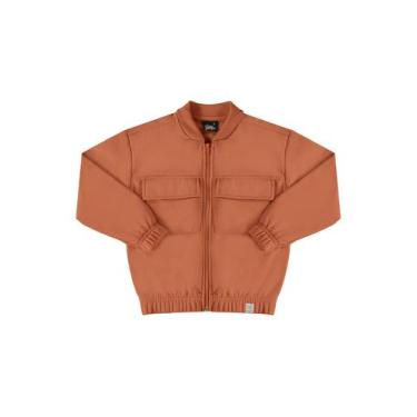 Imagem de Jaqueta Básica em Moletom Juvenil Gloss, Marrom, 6