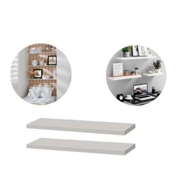 Imagem de Kit 2 Prateleira Madeira Mdf Branca 40x20cm Com Suporte Invisível Flut