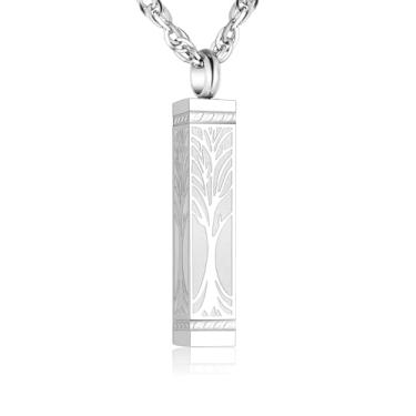 Imagem de XIUDA Colar de urna de árvore da vida, joia de cremação, para cinzas, para homens e mulheres, urna, pingente memorial, suporte de cinzas, Aço inoxidável, Sem Pedra Preciosa