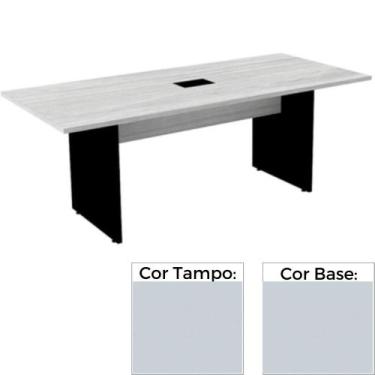 Imagem de Mesa de Reunião com Caixa de Tomada Retangular 260 x 120 cm Pé Painel 