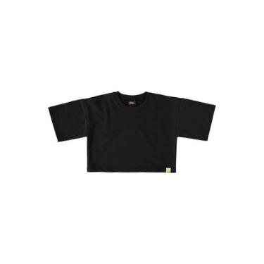 Imagem de Blusa Cropped Infantil Básica Infantil Gloss, Preto, 4