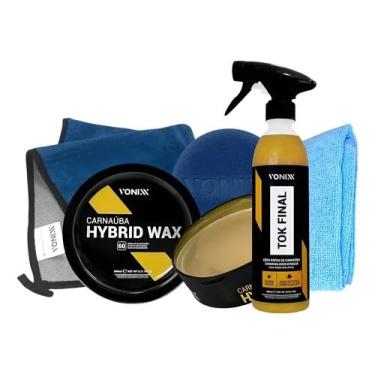 Imagem de Kit Carnaúba Hybrid Wax + Cera Tok Final + Toalha Microfibra 650GSM + Flanela Brilho e Proteção Automotiva Premium