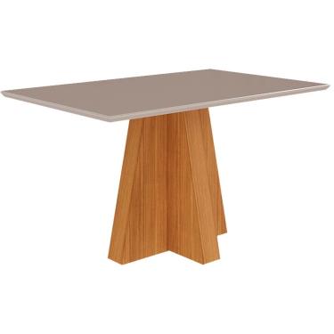 Imagem de Mesa de Sala Jantar Patricia c/ Tampo Madeirado c/ Vidro 130X80cm Nature/Off White - Cimol