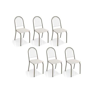 Imagem de Kit 6 Cadeiras Sala Jantar Noruega 2C077 6 Un Niquel/Branco 106 - Kappesberg