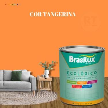 Imagem de Esmalte Sintético Brasilux Base Água Ecologico Cor Laranja 800ML Brilh
