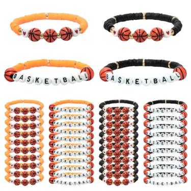 Imagem de Tinrbip 40 pulseiras esportivas, lembrancinhas de festa de futebol softball, basquete, bola de bolinha, pulseira ajustável em massa para decoração de jogadoras de adolescentes, 6.77 Inch, Vinil, Sem