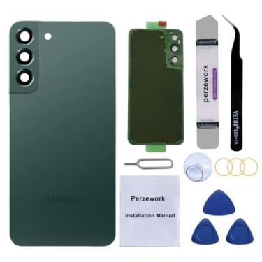 Imagem de Perzework Substituição de vidro traseiro OEM para Samsung Galaxy S22 15.5 cm 5G com kit de ferramentas de reparo e adesivo pré-instalado (verde)
