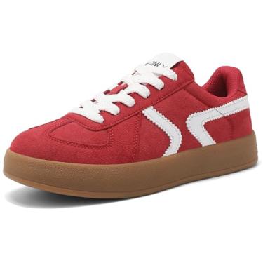 Imagem de Tênis feminino clássico retrô moderno antiderrapante com cadarço confortável casual caminhada skate tênis minimalista, Vermelho, 35