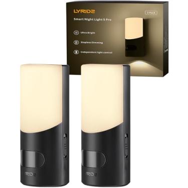 Imagem de Lyridz Arandela de parede recarregável, luz noturna com sensor de movimento LED, luzes noturnas com bateria regulável de 1 a 50 LM para banheiro, quarto, escadas, corredor, cozinha, pacote com 2