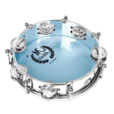 Imagem de Joinpaya Tambor de mão autoajustável - Instrumento de percussão pandeiro de fileira dupla para festas de prática musical e reuniões de família