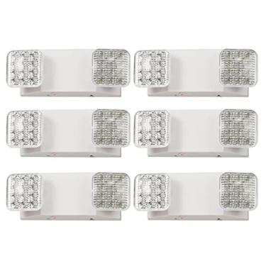 Imagem de TANLUX Luzes de emergência LED com bateria reserva, luzes de emergência comerciais ajustáveis de duas cabeças, certificação UL, AC 120/277V, luminárias de saída de emergência com fio para empresas