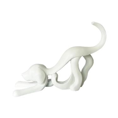 Imagem de FLCPJGV Estátua de cachorro pequeno, suporte de anel, decoração para casa, miniatura, escultura de cachorrinho para festa, estante, loja, sala de estar,