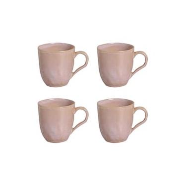 Imagem de Conjunto de Xícaras Porto Brasil Orgânico Litchi em Cerâmica Stoneware Rosa Claro 273ml - 4 Peças