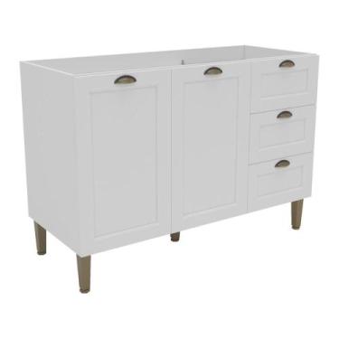 Imagem de Balcão Cozinha Americana para Pia 120cm 2 Portas 3 Gavetas sem Tampo M