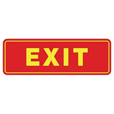 Imagem de All Quality Placa de saída padrão para parede ou porta | Plástico durável e fácil instalação | Fita adesiva de espuma dupla face - Vermelho/Amarelo - Grande (pacote com 1)