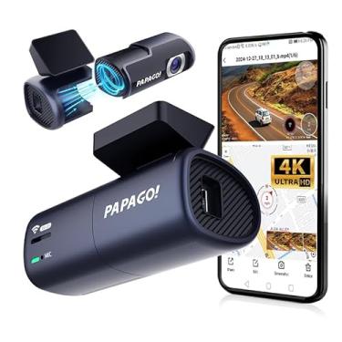 Imagem de Câmera veicular PAPAGO 4K, câmera veicular com controle de voz, câmera de painel Full HD 4K para carros, mini câmera oculta com gravação em loop, sensor G, monitor de estacionamento 24 horas, cartão