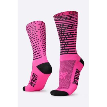 Imagem de Meia HUPI Biometria Rosa Cano Médio para Corrida Bike Esportes 1 Par, Cor: Rosa, Tamanho: Único 36-42