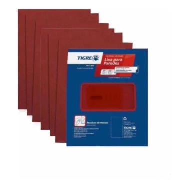 Imagem de 2X Lixa De Massa Parede Madeira Tigre 25 Unidades Número 100