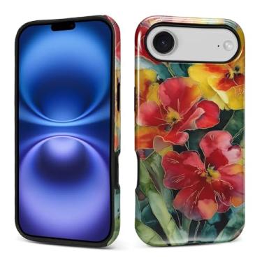 Imagem de Kapadiy Capa para iPhone 17 Air, design floral vintage feminino híbrido proteção dupla de silicone rígido PC à prova de choque, capa protetora fina antiarranhões para homens e mulheres